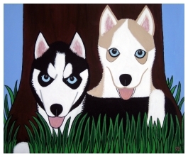 Husky Pups | Acrylic on Canvas | 20"x16" |