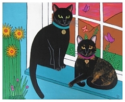 Raven & Spooker Cats | Acrylic on Canvas | 20"x16" |